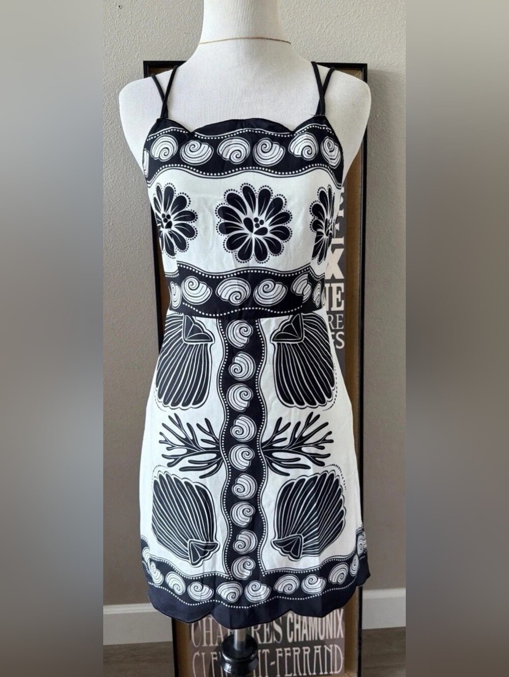 Black & White Patterned Spaghetti Strap Dress